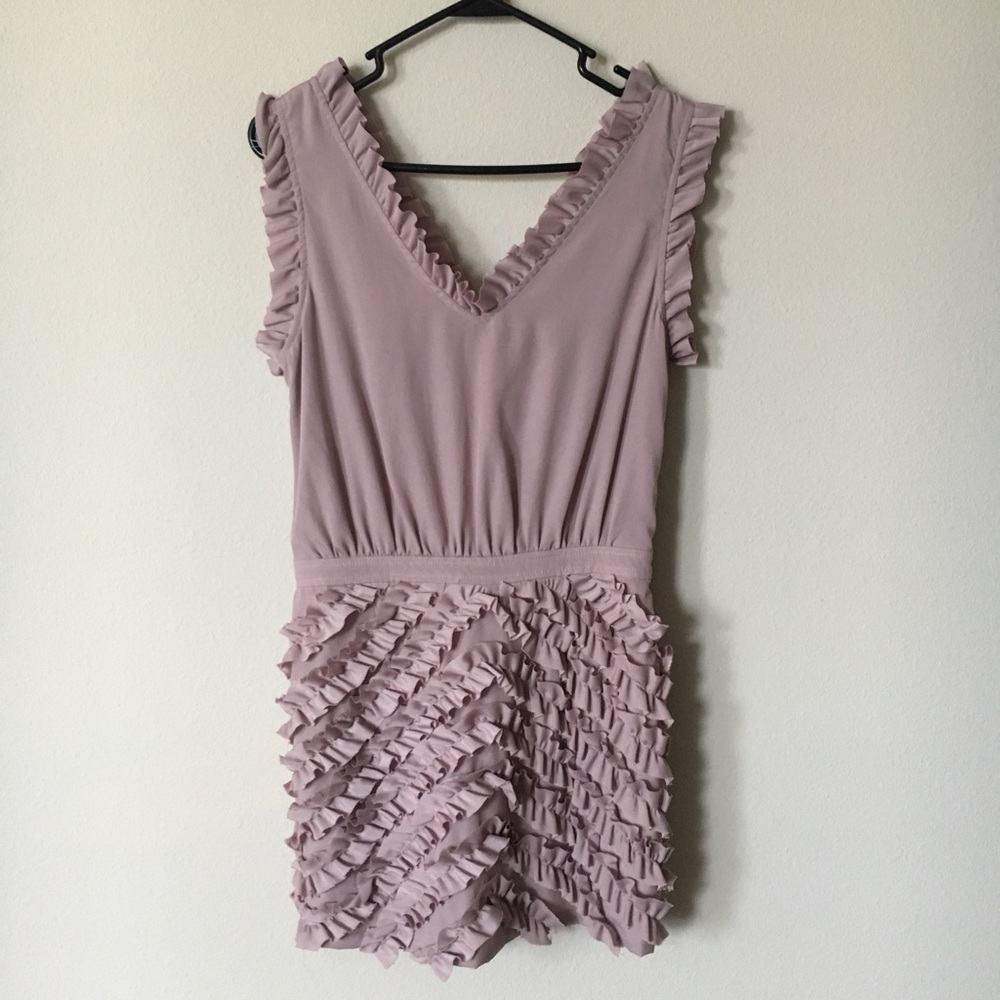 Mod Cloth Mauve Ruffled Mini Dress